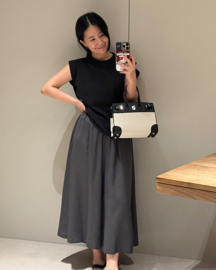 Pleated Wide-Leg Culottes Pants