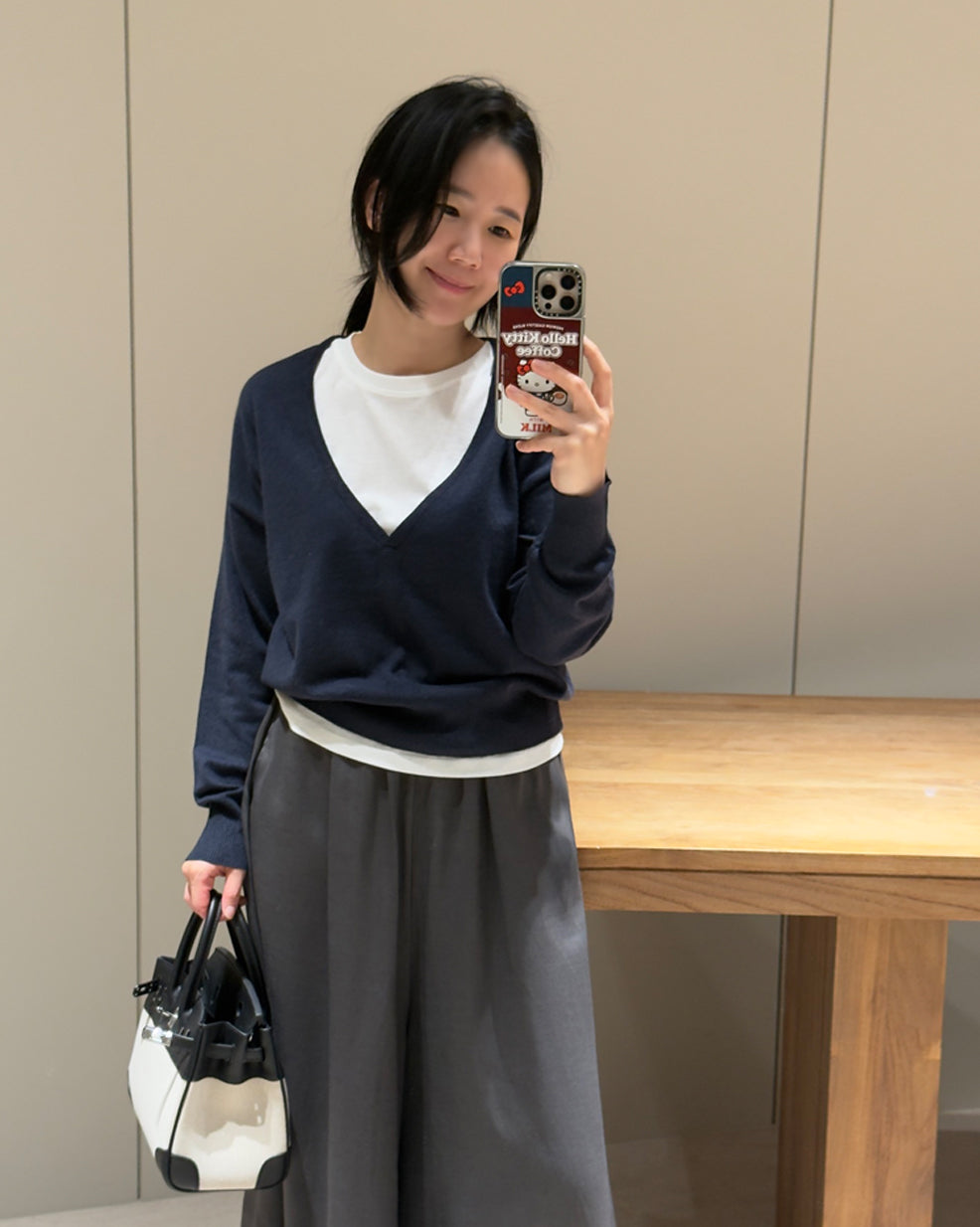 Deep V-Neck Oversized Knit Sweater
