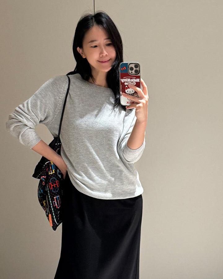 Shimmer Raglan Crewneck Knit Sweater