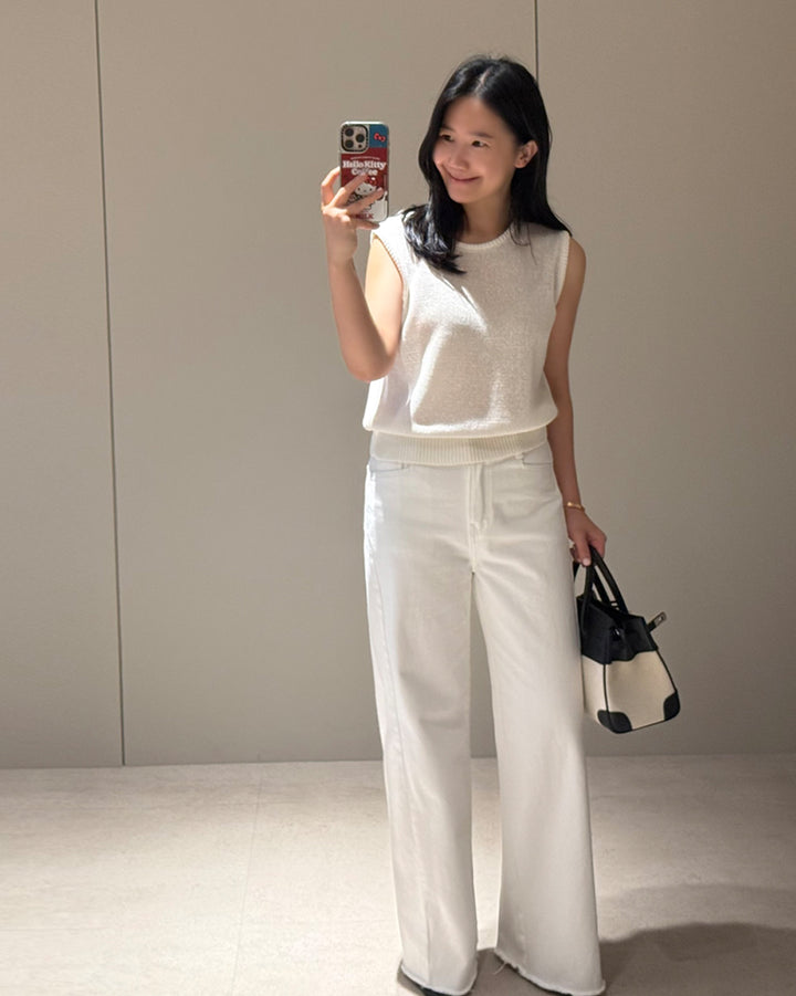 Sheer Silk Blend Knit Vest