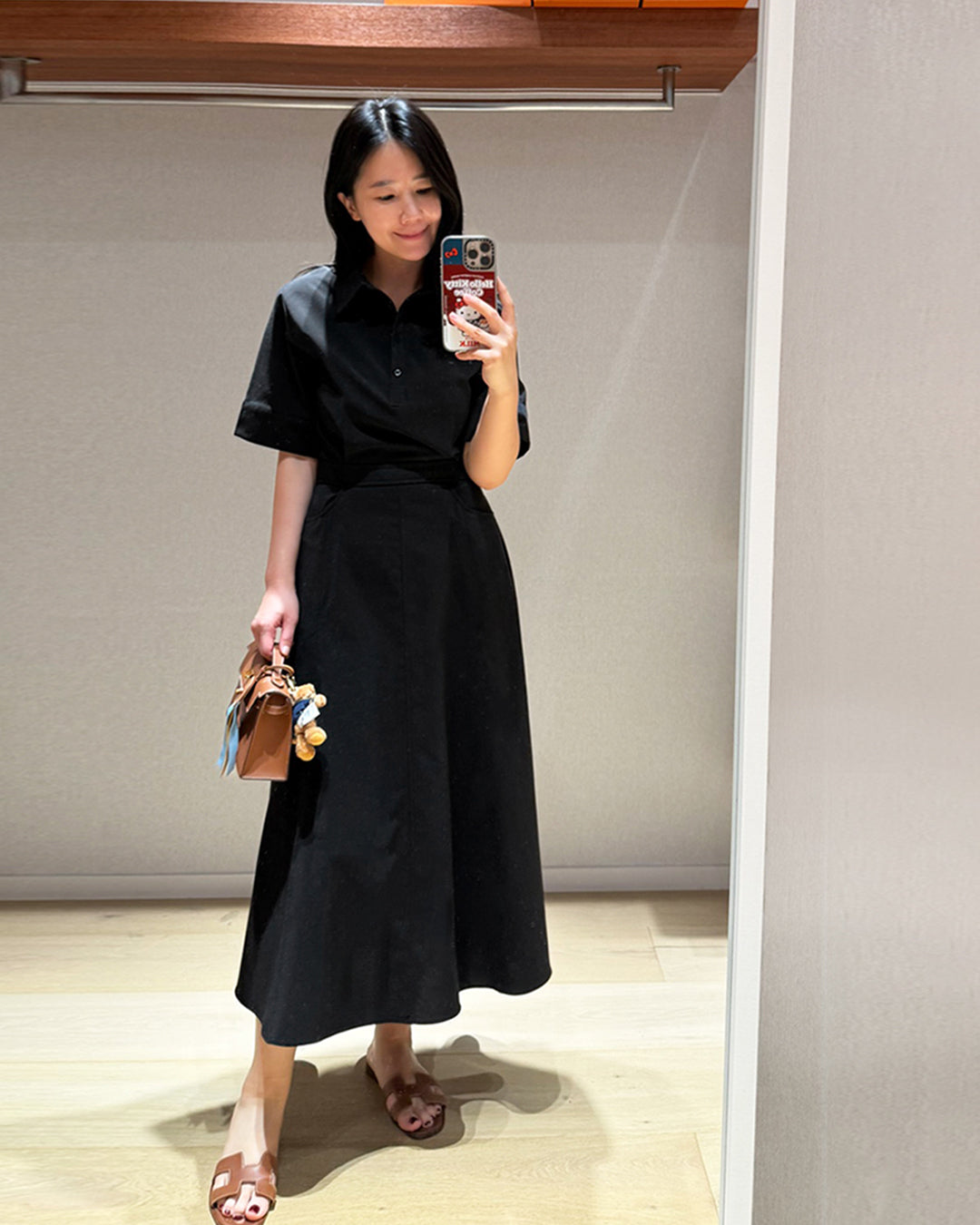Classic Polo Collar A-Line Midi Dress