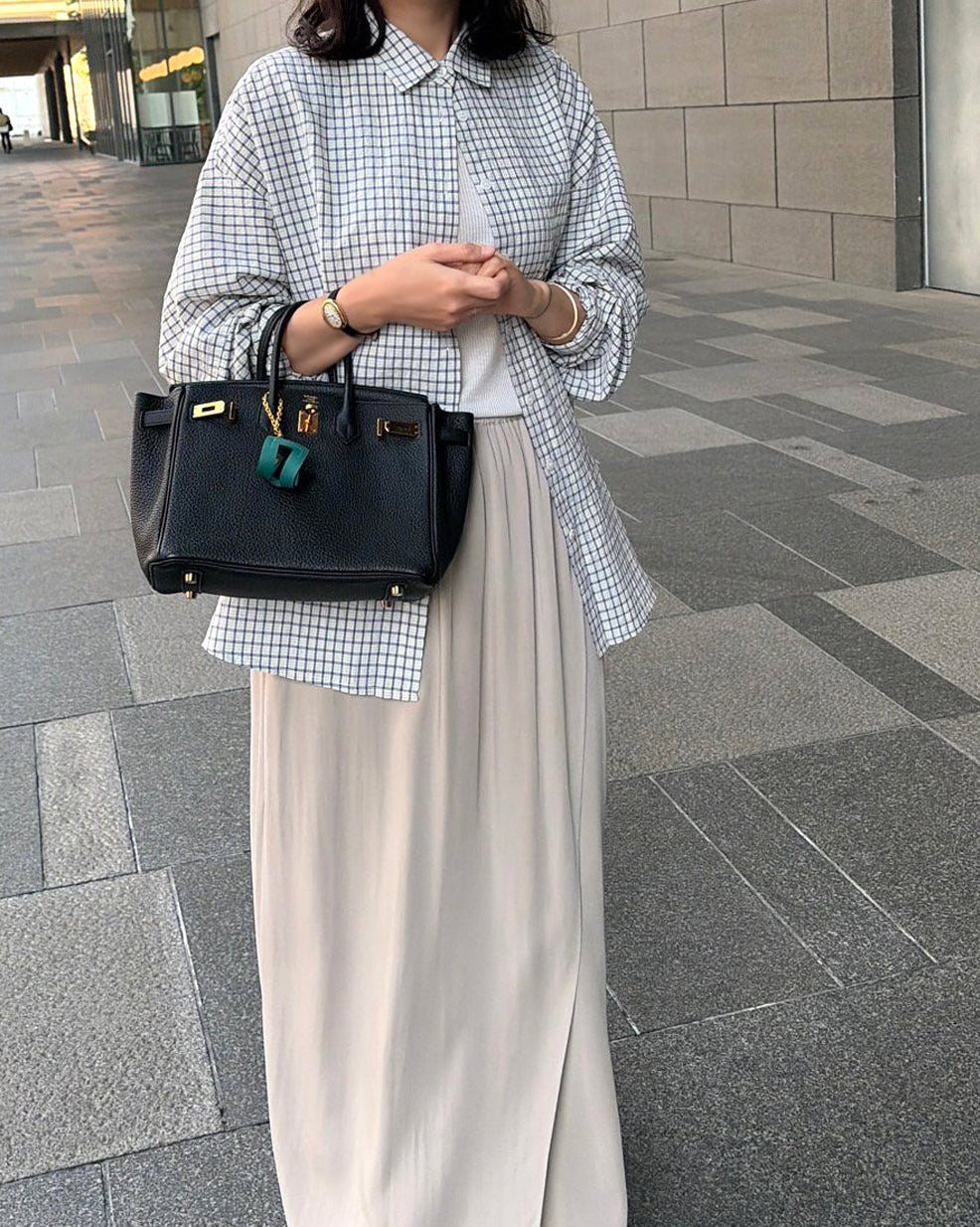 Wrinkled Check Loose Shirt