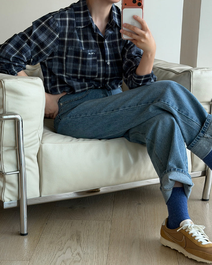 High-Waist Wide Straight Jeans