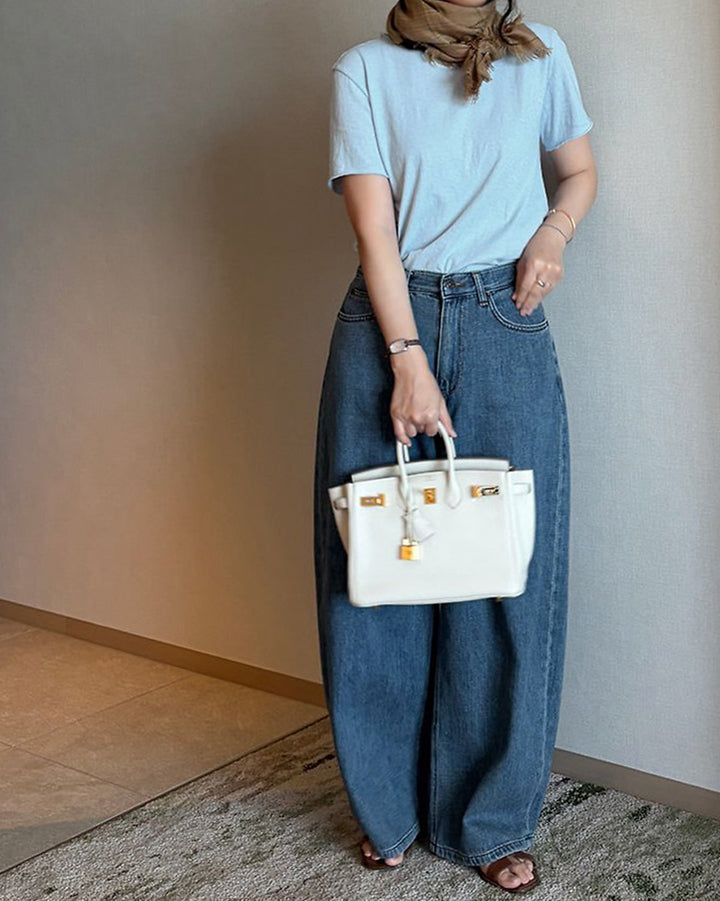 High-Waisted Barrel Wide-Leg Jeans