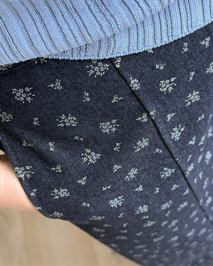 Cotton Blend Ditsy Floral Pintuck Pants