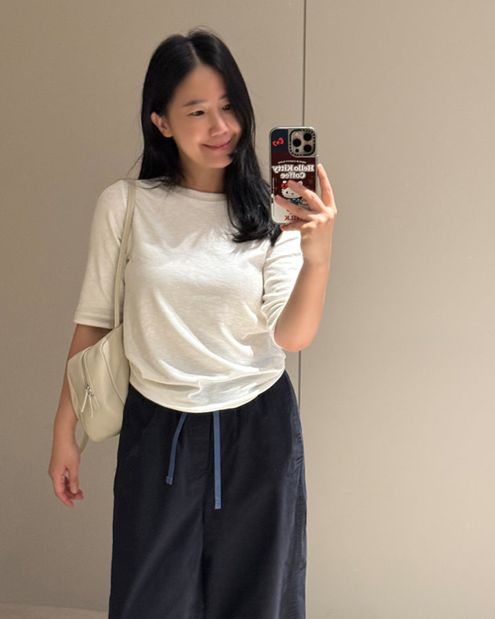 Soft Heathered Elbow-Sleeve Transition Tee