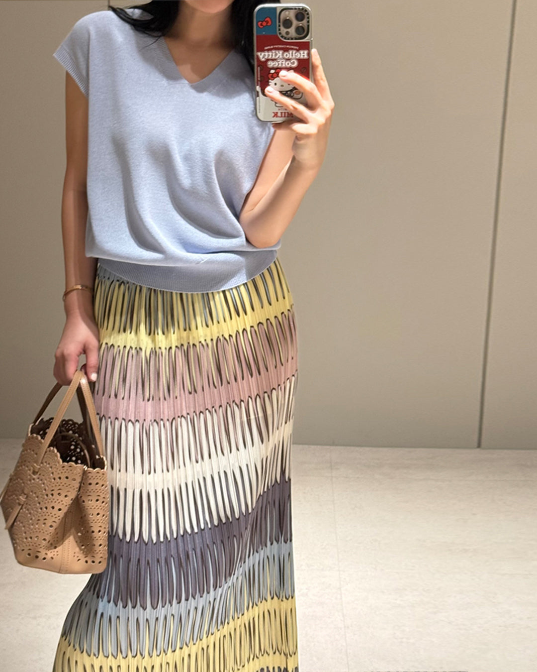 Essential V-Neck Knit Cap Sleeve Top