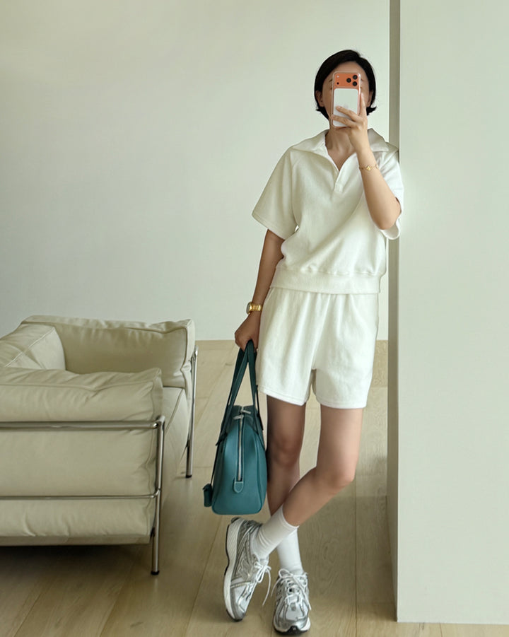 Premium Cotton Terry Polo &amp; Shorts Set