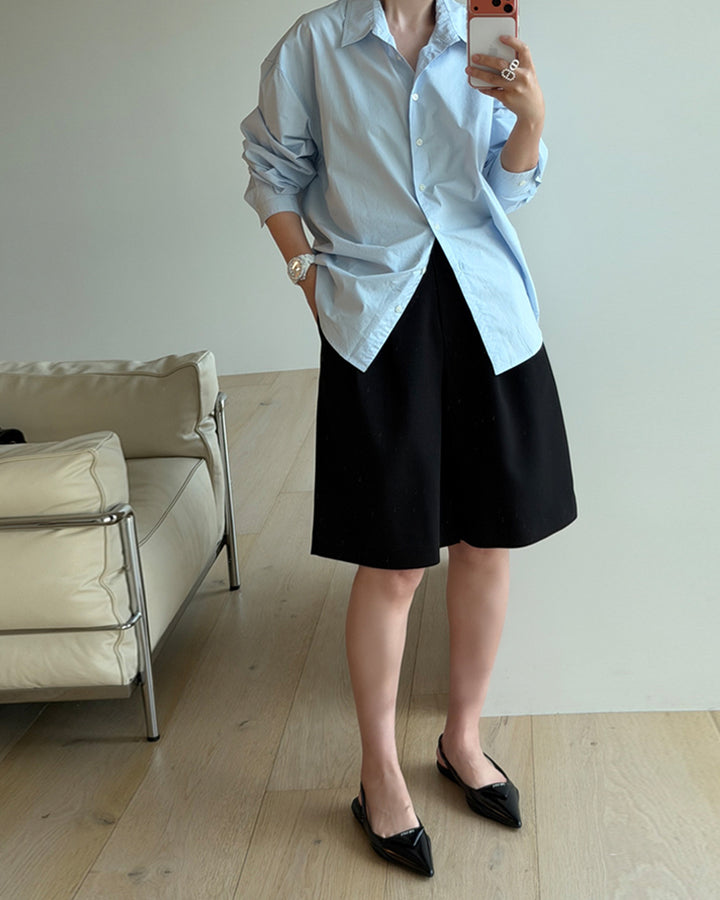 Loose Fit Cotton Button-Down Shirt