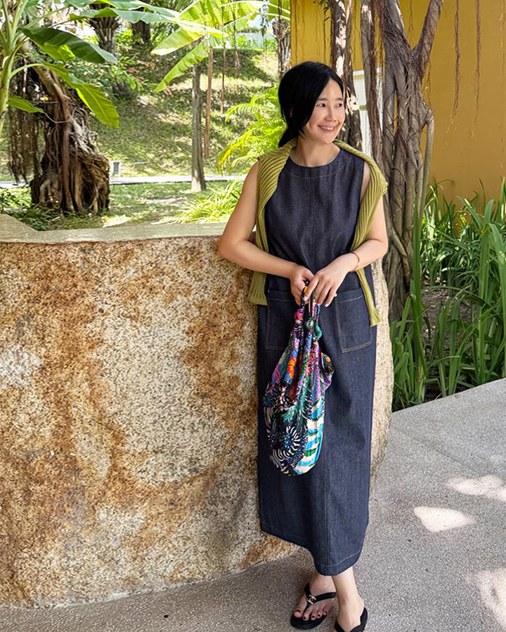 Cotton Blend Sleeveless Maxi Dress