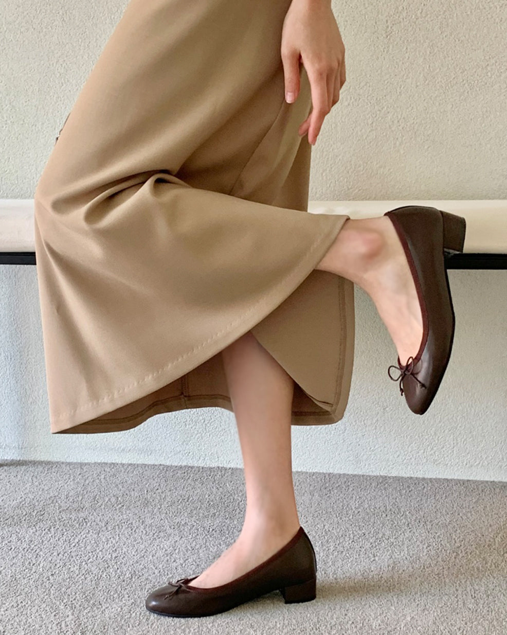 Matte Ribbon Low Block-Heel Pumps