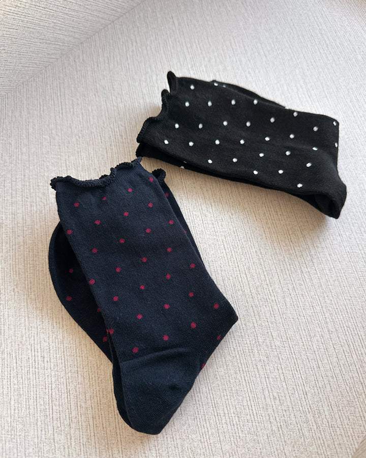 Ruffle-Trim Polka Dot Socks