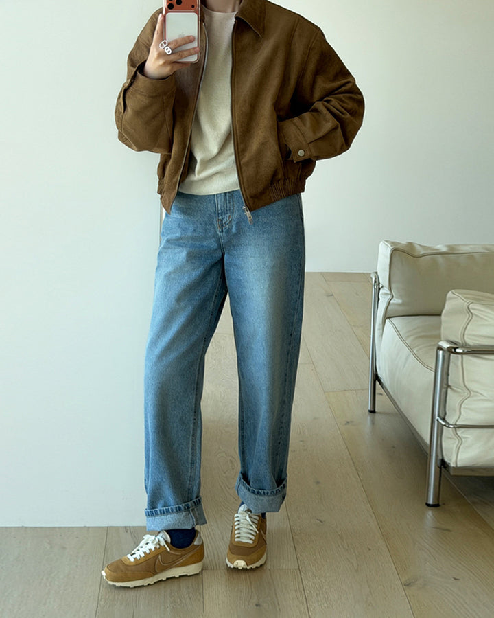 Oversized Faux Suede Blouson Jacket