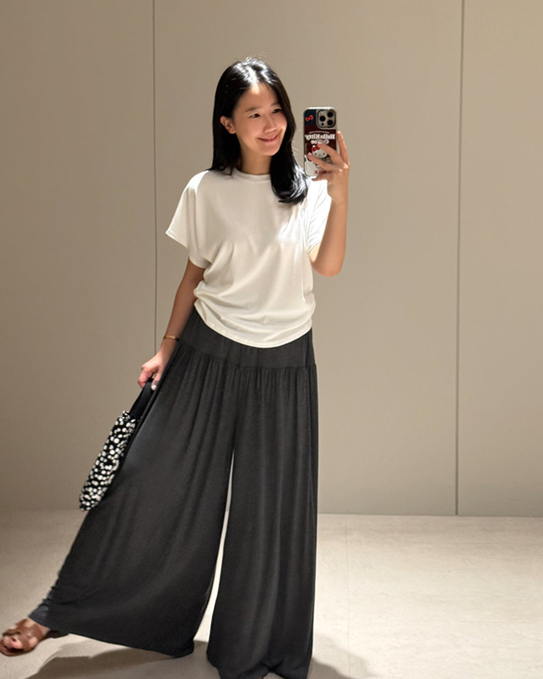 Pleated High-Rise Flowy Wide-Leg Pants