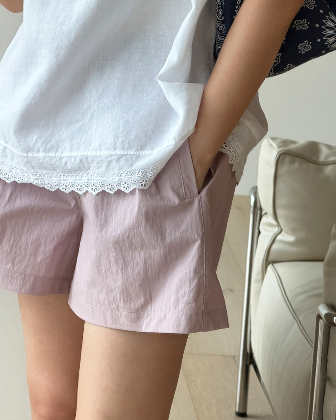 Casual Crinkle Nylon-Blend Shorts