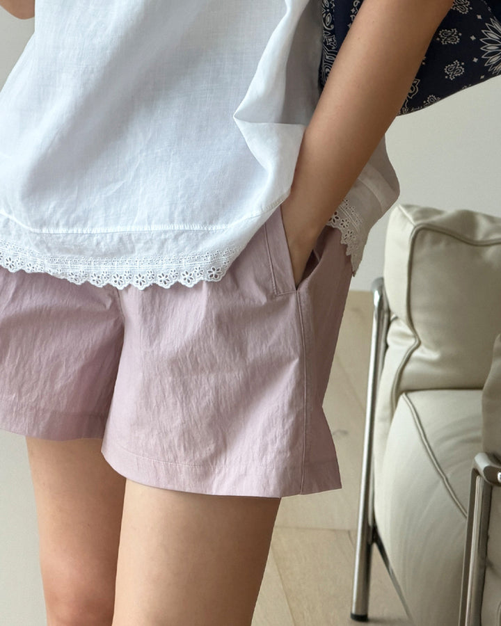 Casual Crinkle Nylon-Blend Shorts