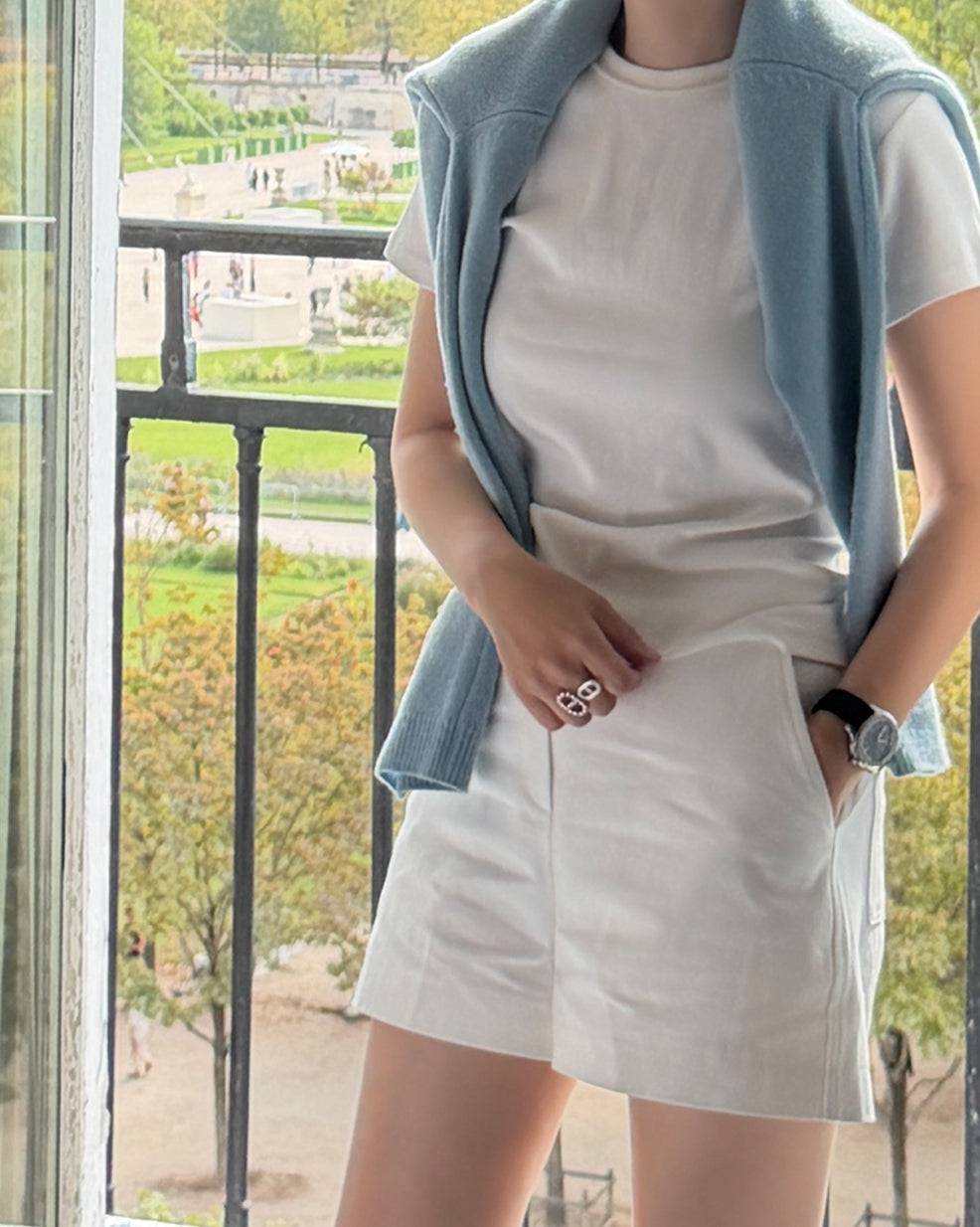 Tailored Structured Shorts - White / Black