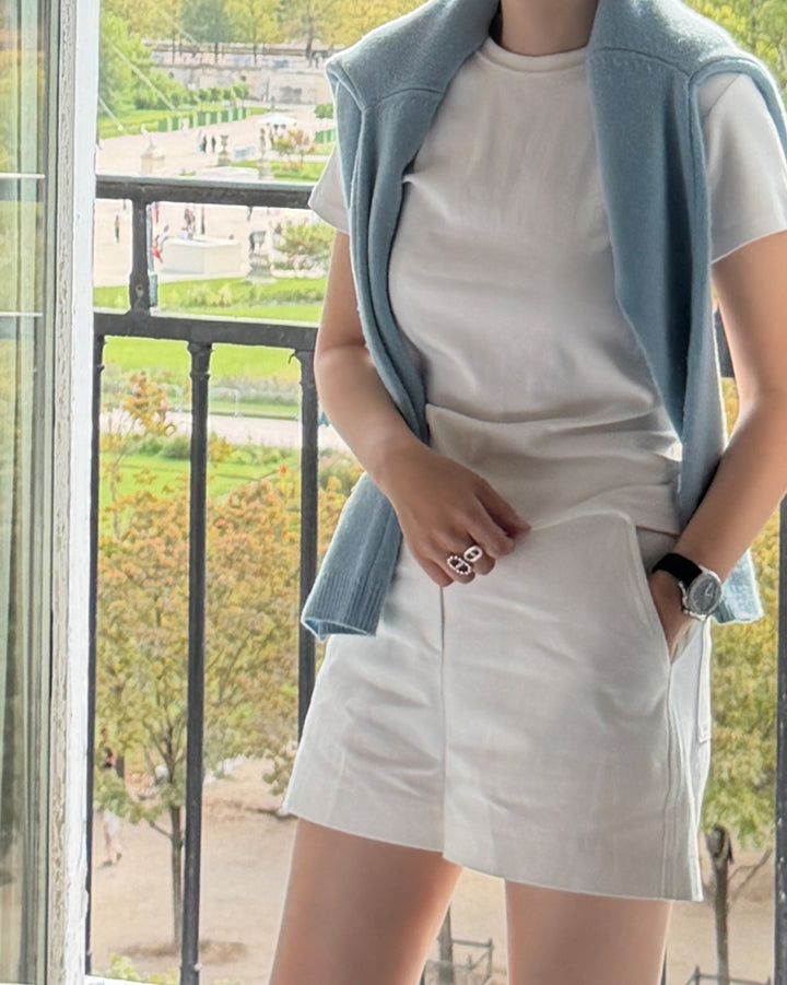 Tailored Structured Shorts - White / Black