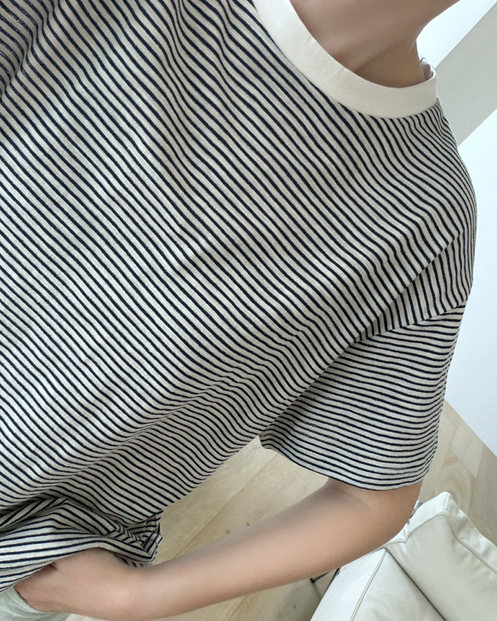 Casual Loose-Fit Striped Tee