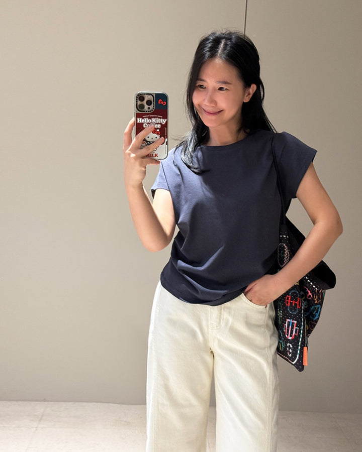 Minimalist Cap Sleeve Crewneck Top