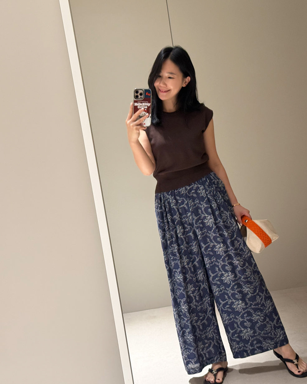 Floral Print Wide Leg Pleated Pants