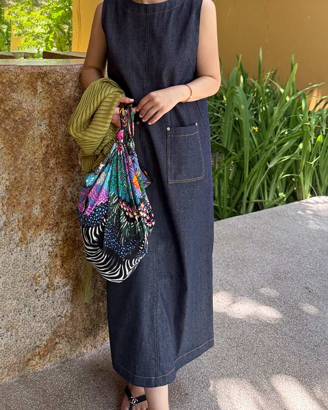Cotton Blend Sleeveless Maxi Dress