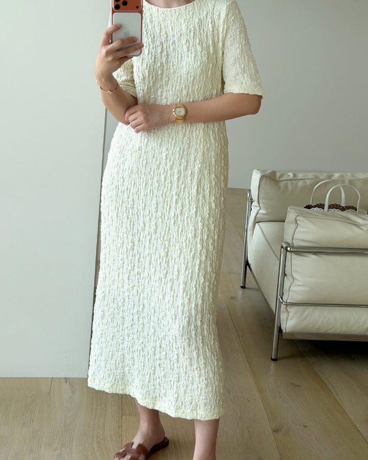 Crinkle Textured Midi/Maxi Dress