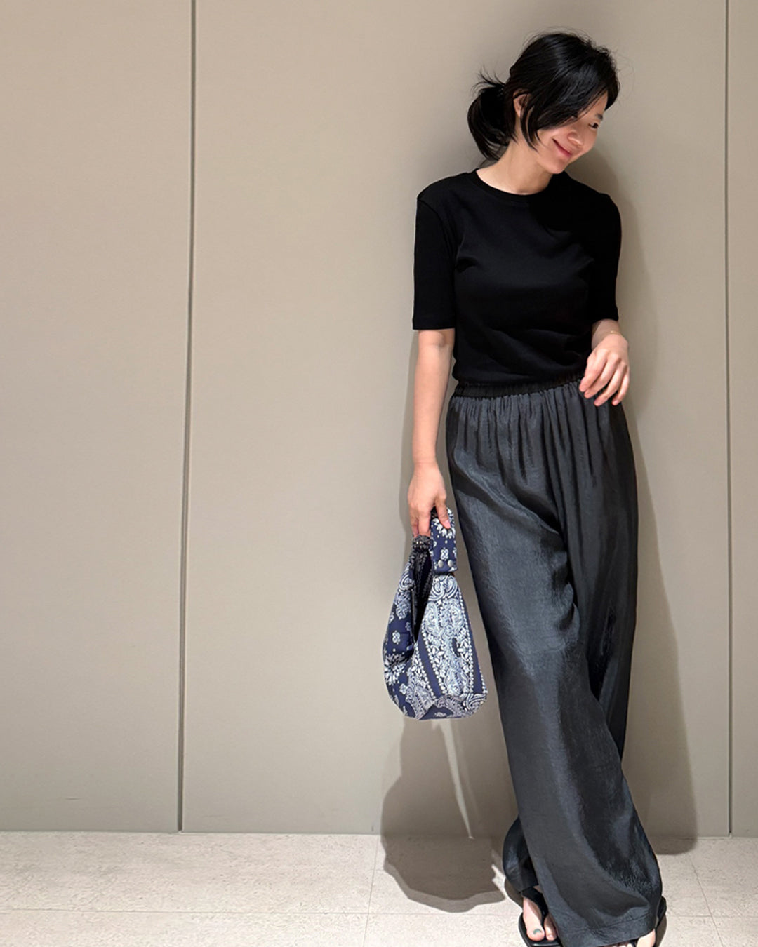 Satin Gloss Rayon Wide Pants