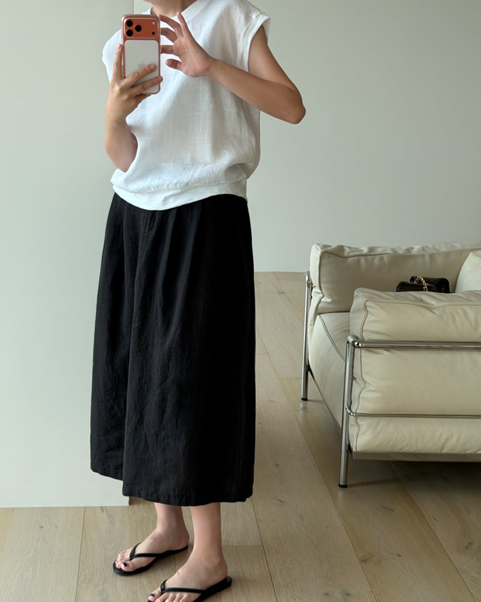 Linen Blend Cap Sleeve Tank Top