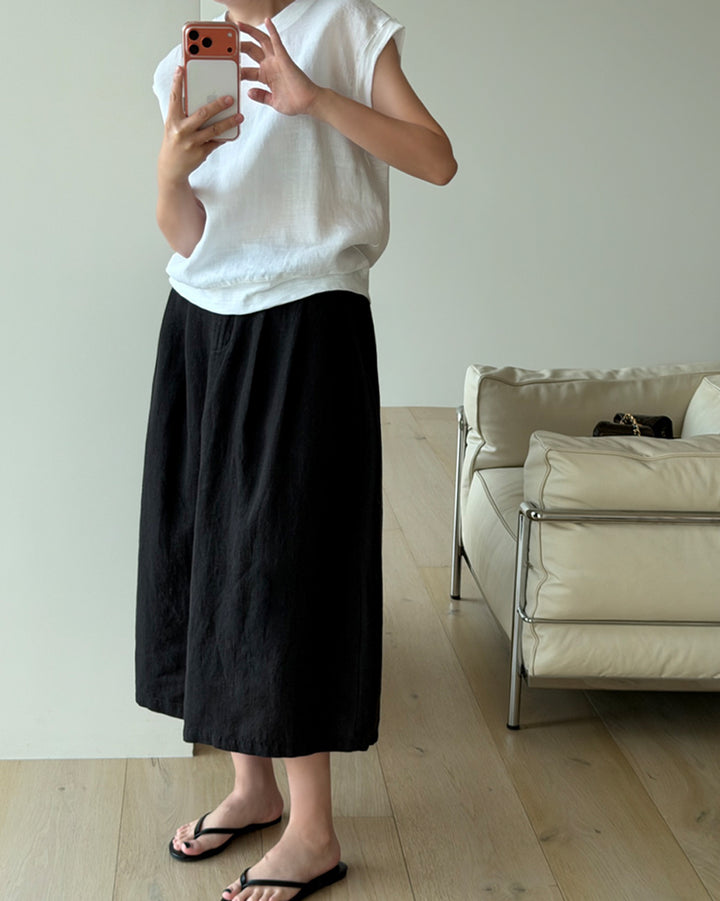 Linen Blend Cap Sleeve Tank Top