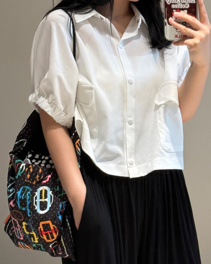 Gathered Short Sleeve Cropped Jacket
