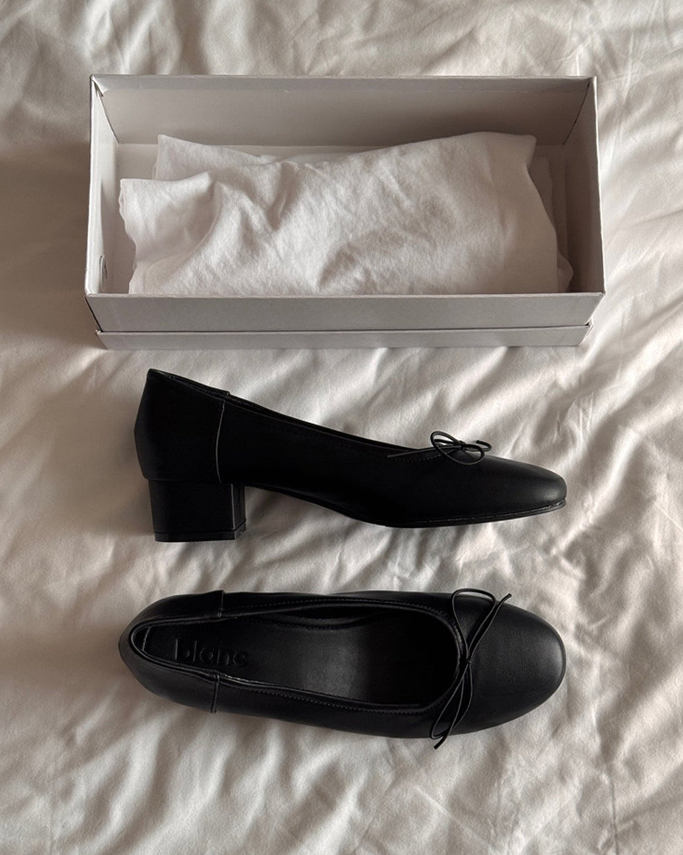 Matte Leather Bow Block-Heel Pumps
