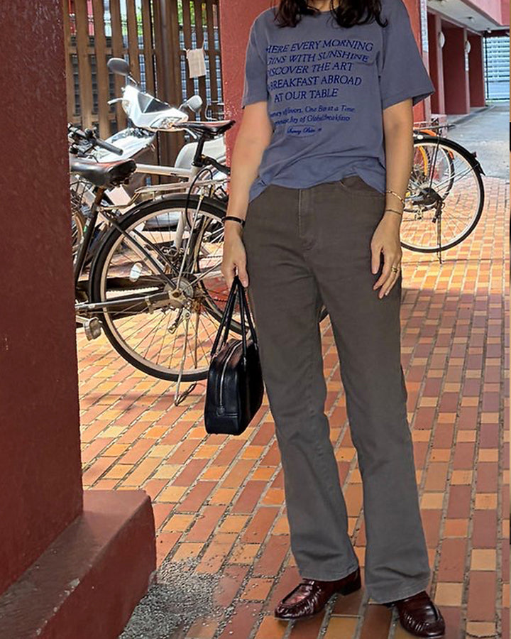 リネンブレンド レタリング エブリデイTシャツ