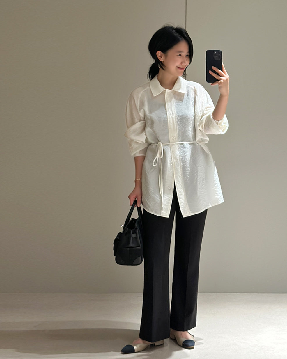 Crinkled Viscose-Blend Belted Shacket