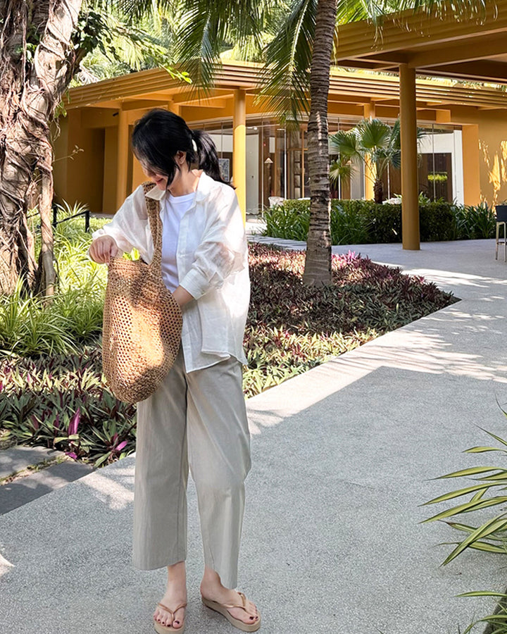 100% Linen Oversized Button-Down Shirt