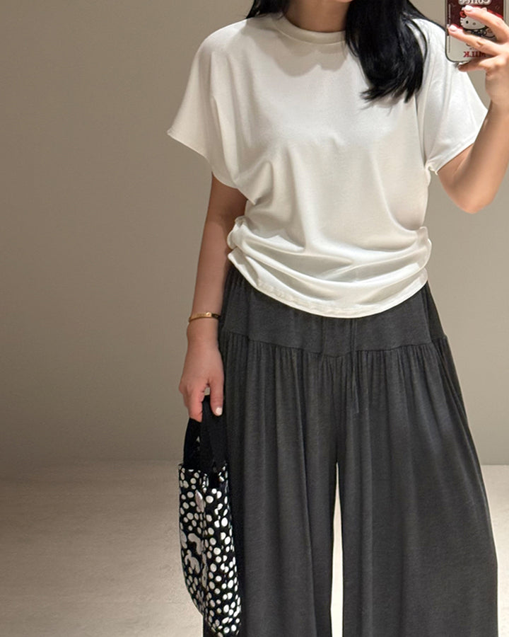 Pleated High-Rise Flowy Wide-Leg Pants