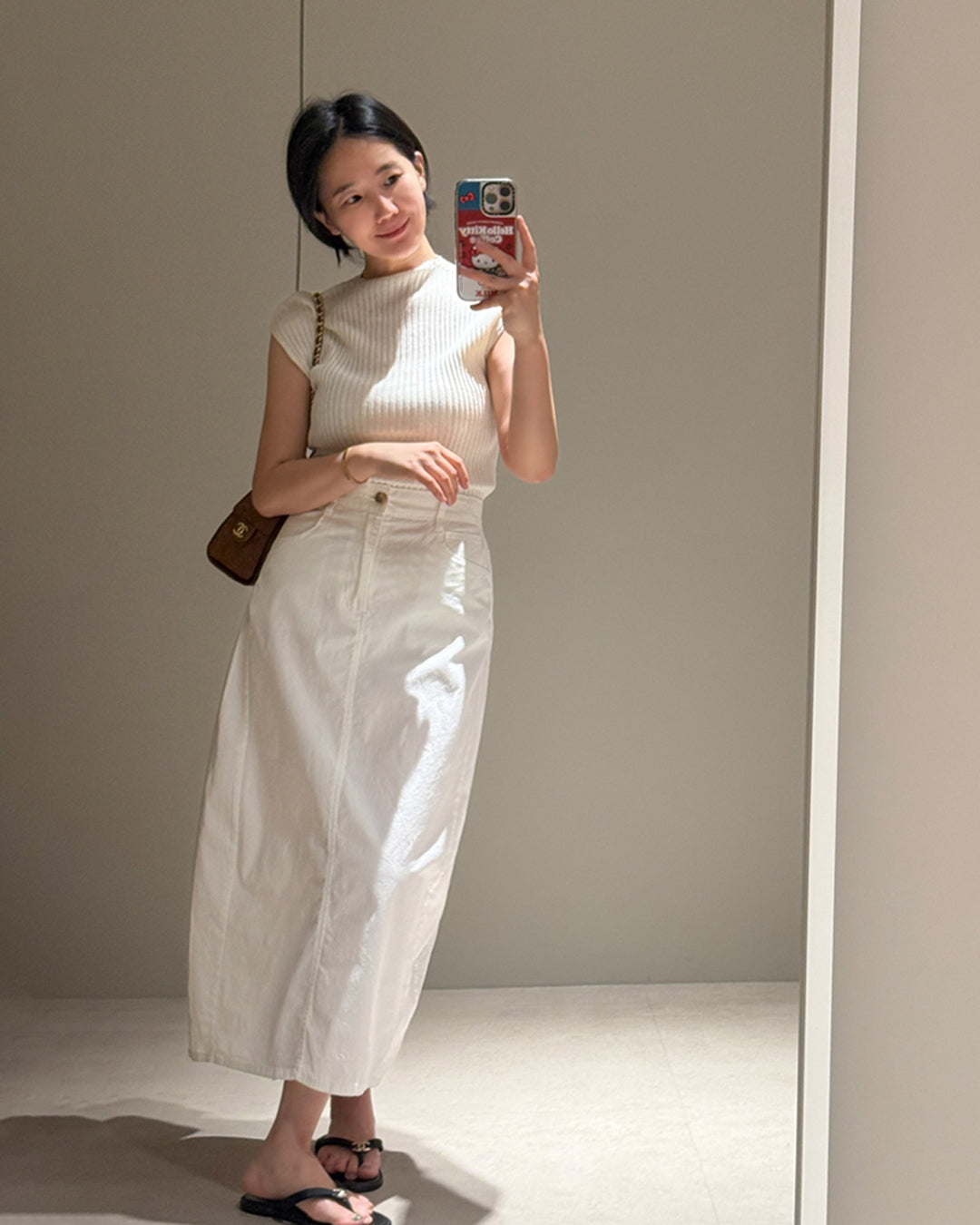 Front Seam Cotton Maxi Skirt