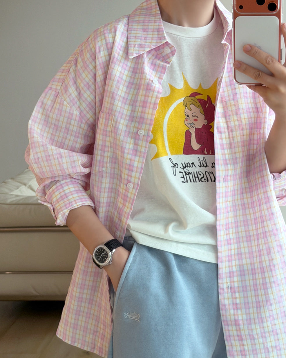 Retro Sunshine Graphic Short Sleeve Shirt