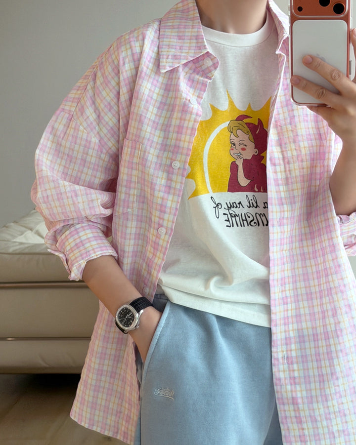 Retro Sunshine Graphic Short Sleeve Shirt