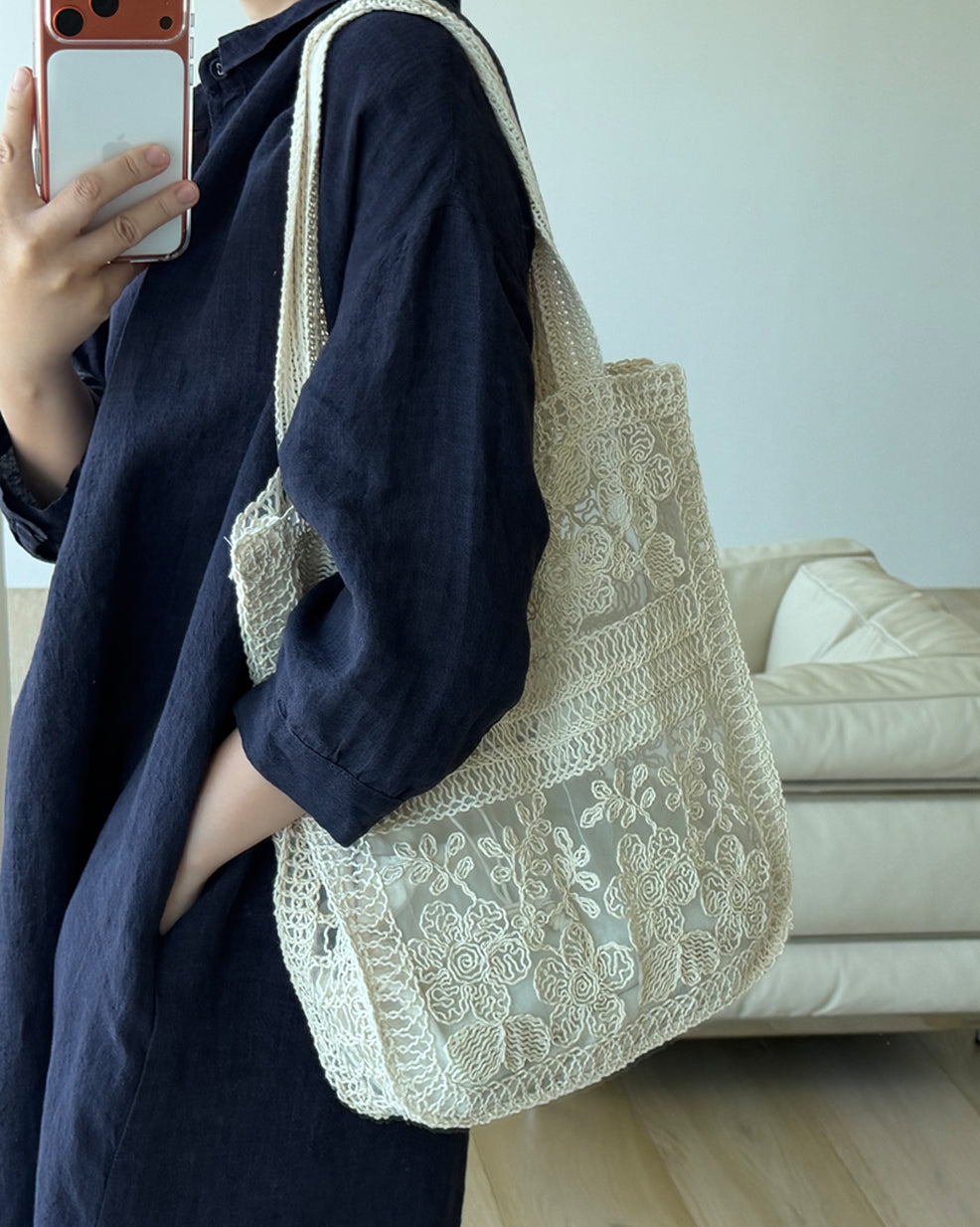 Embroidered Lace Shoulder Bag