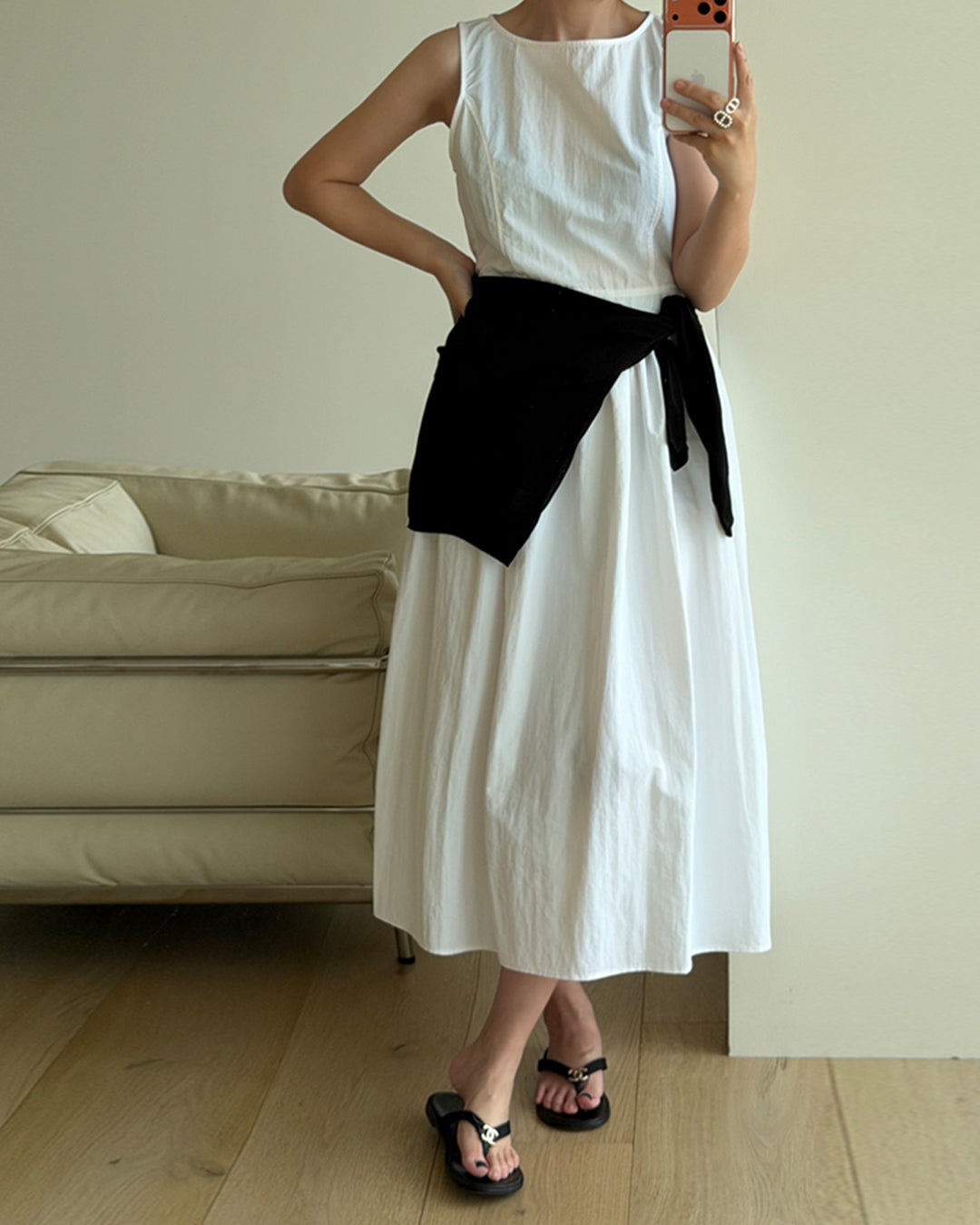 Nylon Sleeveless Flared Dress