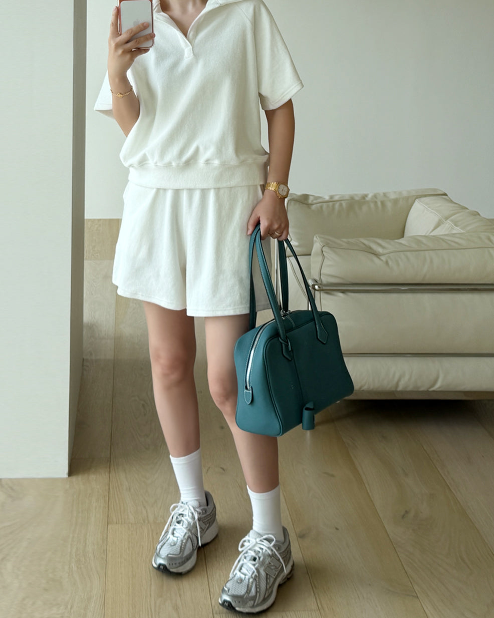 Premium Cotton Terry Polo &amp; Shorts Set