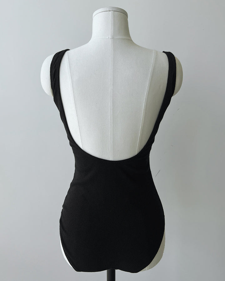 Textured Square Neck One-Piece Swimsuit