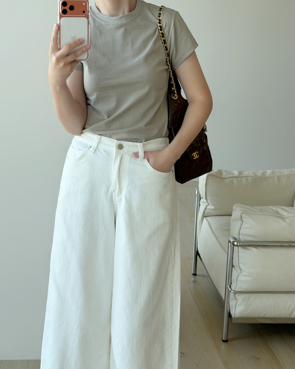 White Cotton Wide-Leg Culottes