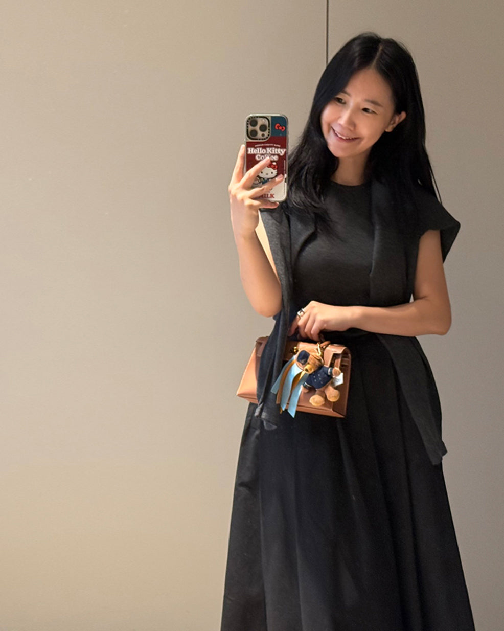 Structured Pleated Midi Skirt