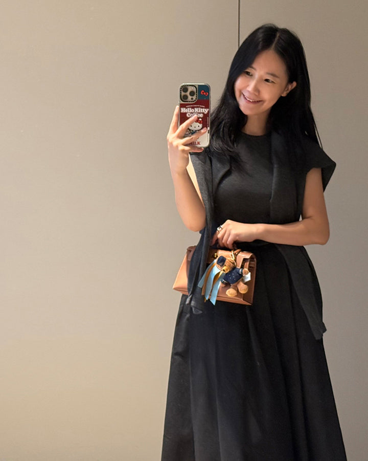 Structured Pleated Midi Skirt
