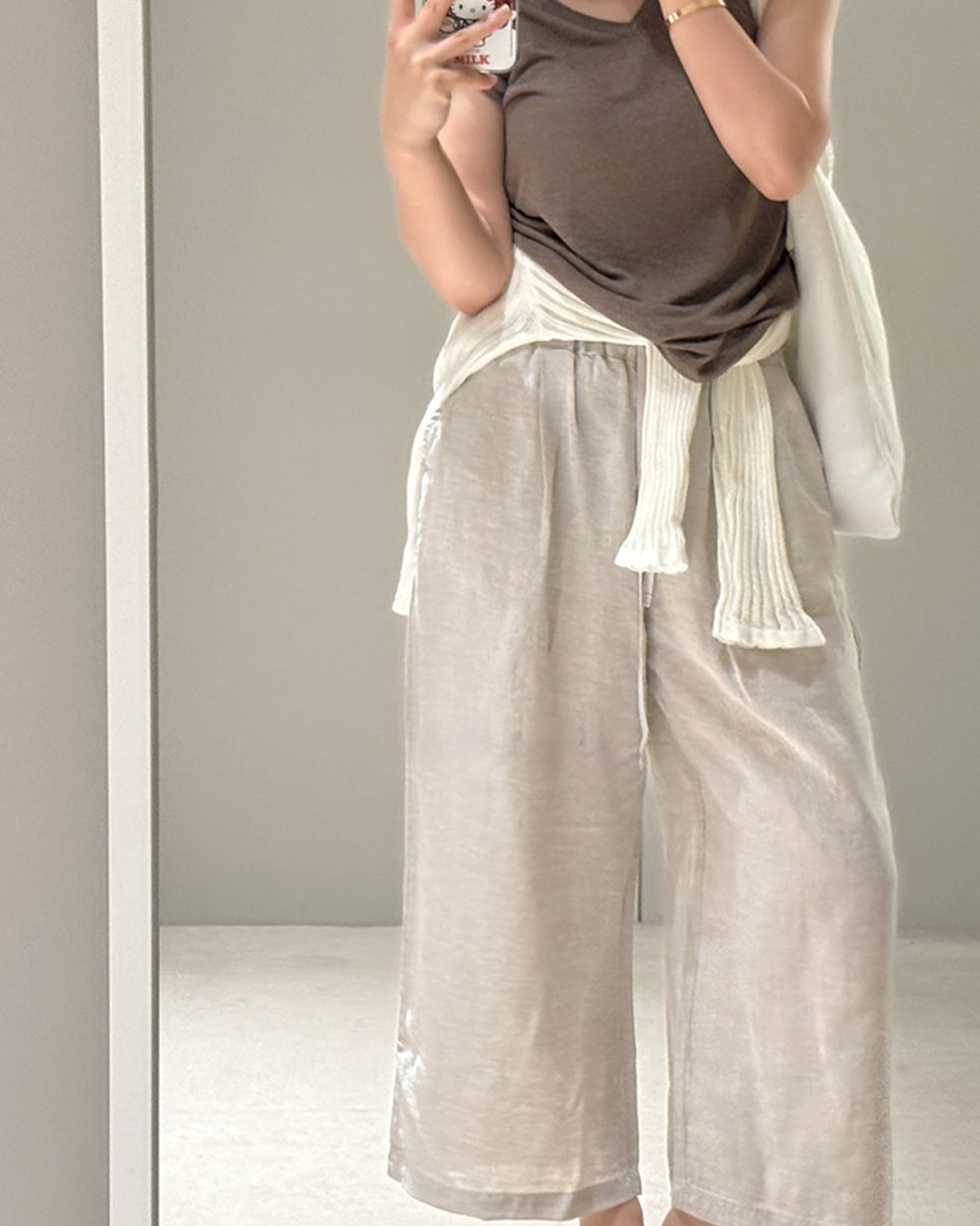 Linen Wide Leg Trousers with Drawstring