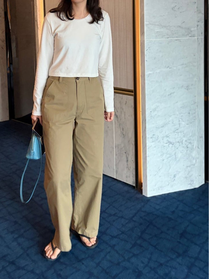 Cropped Long-Sleeve Cotton Tee