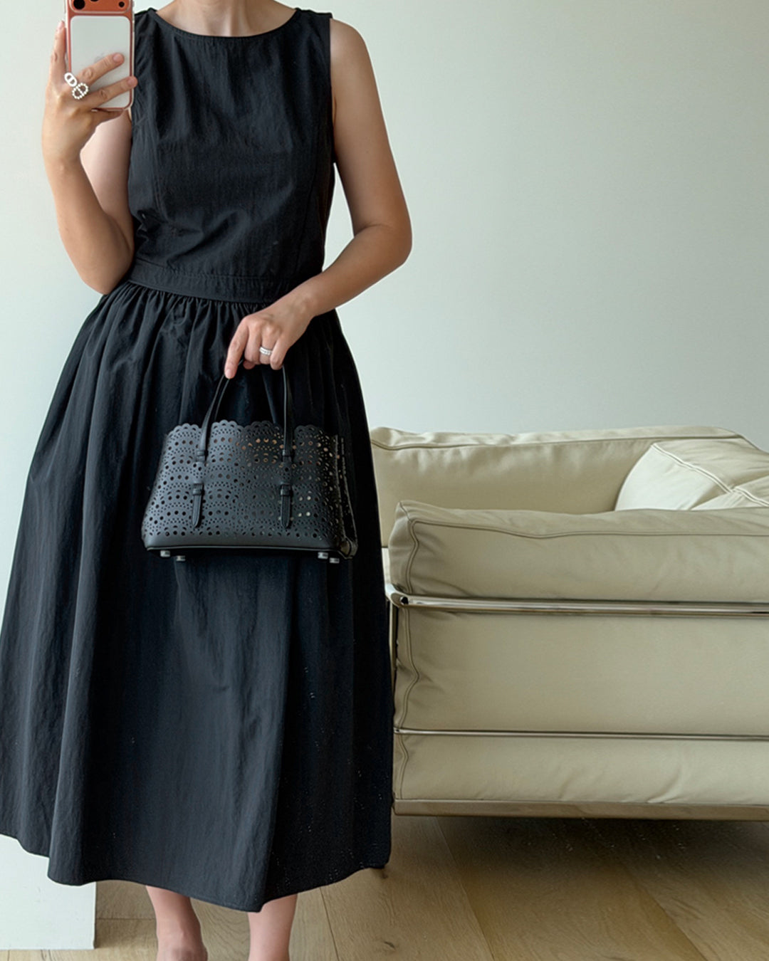 Nylon Sleeveless Flared Dress