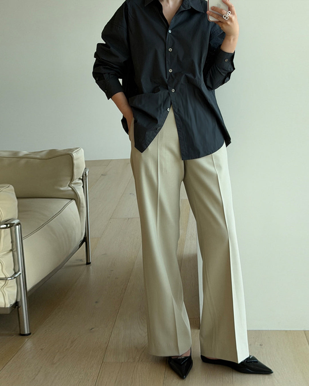 Center Seam Wide Straight Trousers